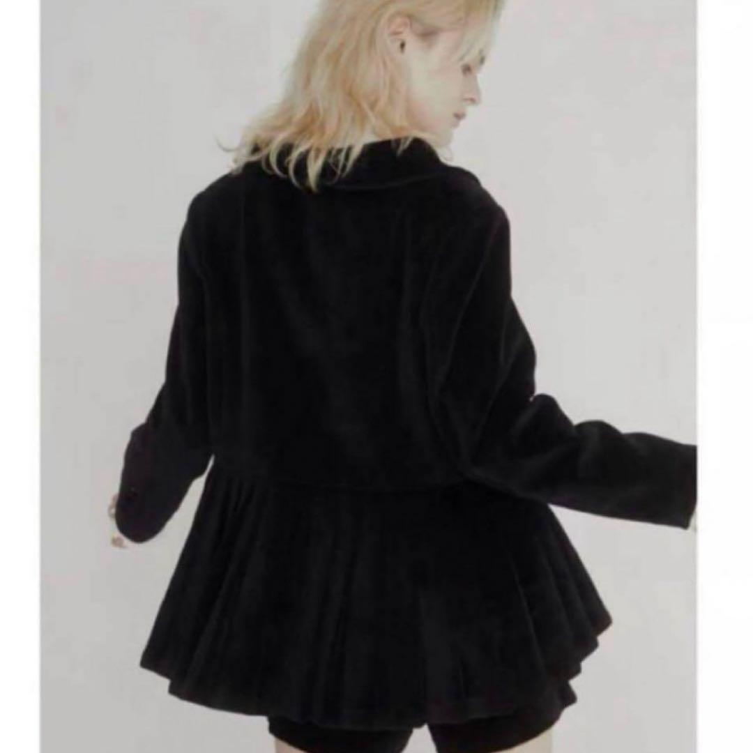 épine pleats frill jacket velour Black