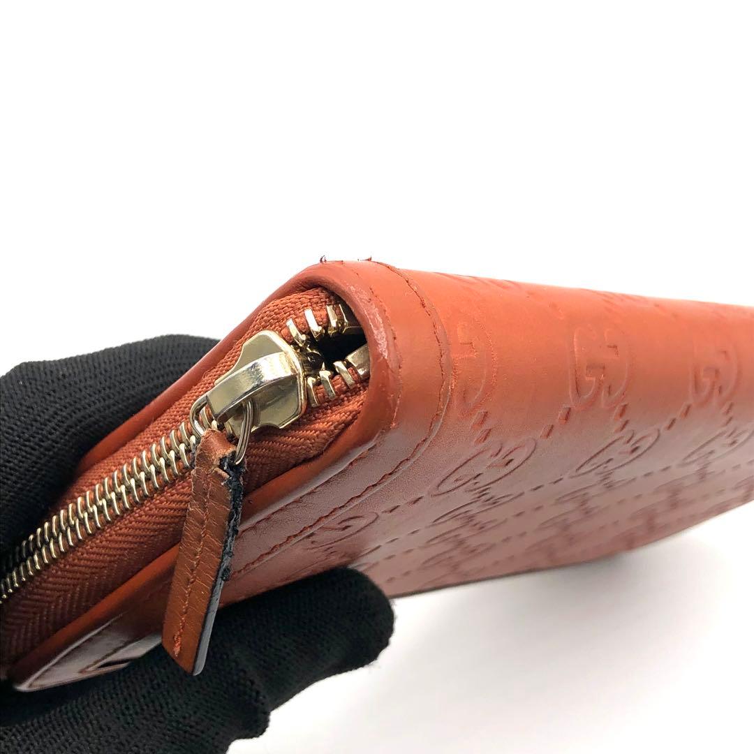 グッチ GG シマ インターロッキング 長財布 ラウンドジップ レザー