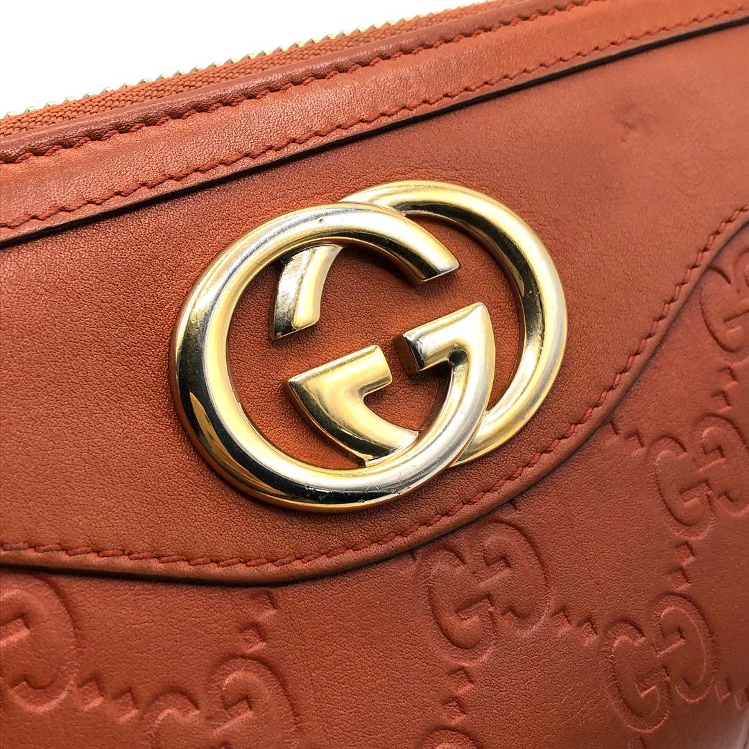 グッチ GG シマ インターロッキング 長財布 ラウンドジップ レザー