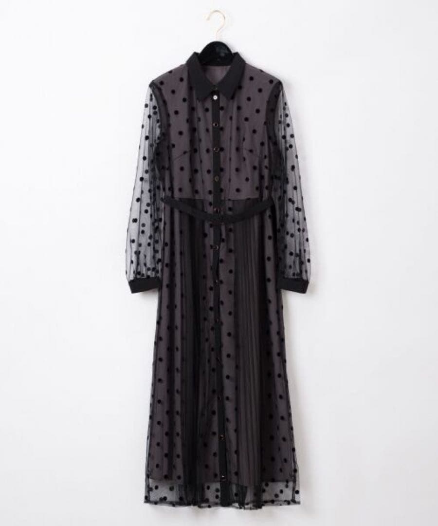 グレースコンチネンタル　プリーツドッキングワンピース　ブラック　ダイアグラム