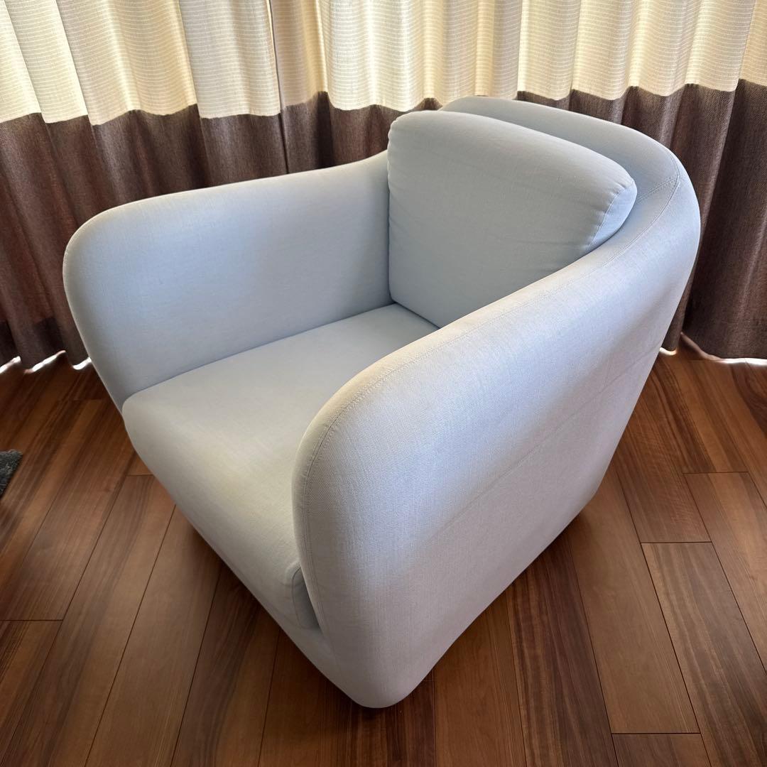 IDEE イデー ミラーソファ 1人掛け／ナチュラル×北欧デザイン/水色