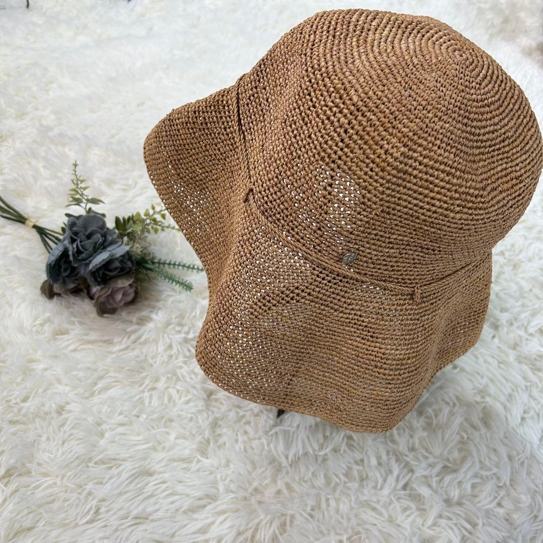 美品★ヘレンカミンスキー ハット ライトブラウン ストローハット a