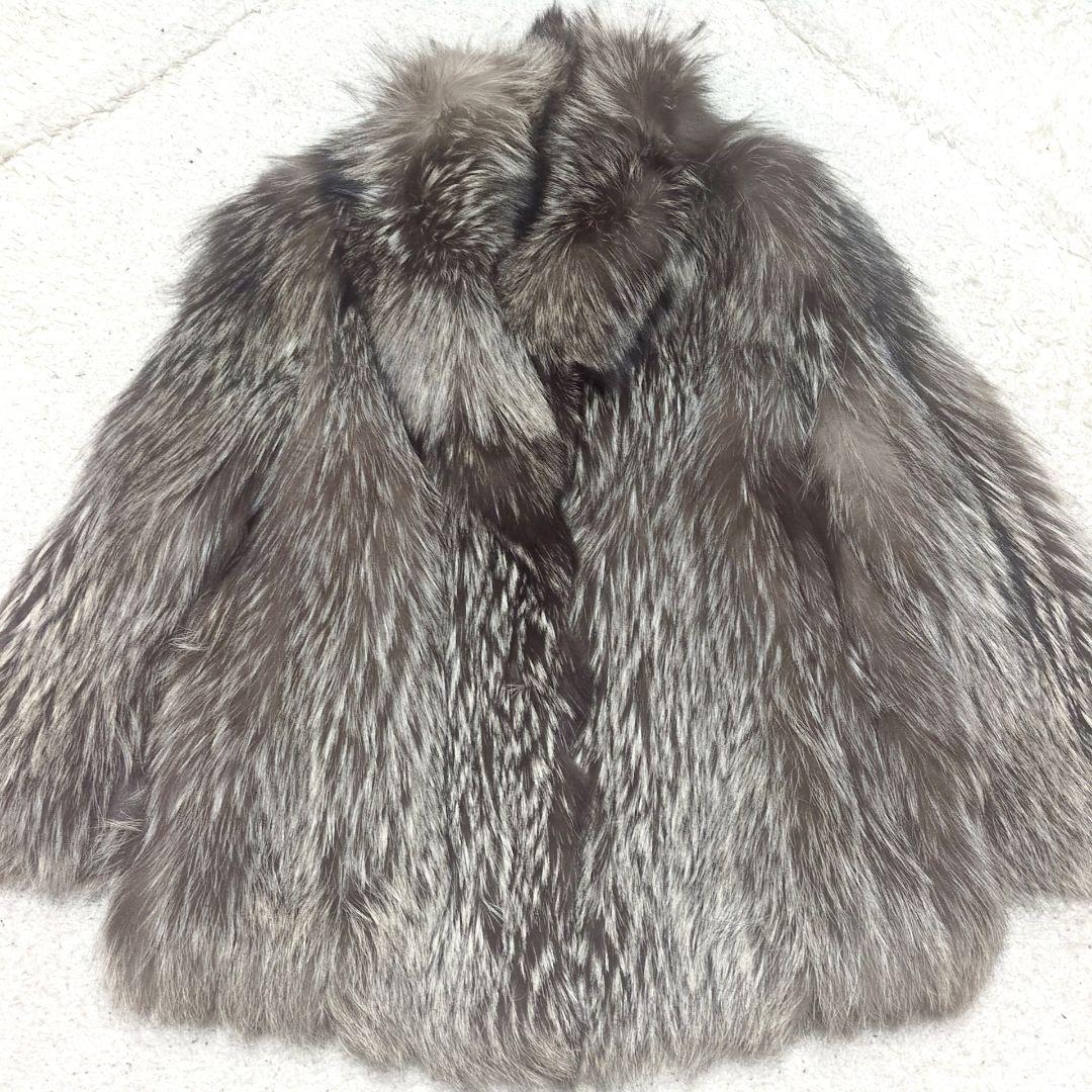 値下げ中2-25【高級毛皮】シルバーフォックスファーコート　サイズ11