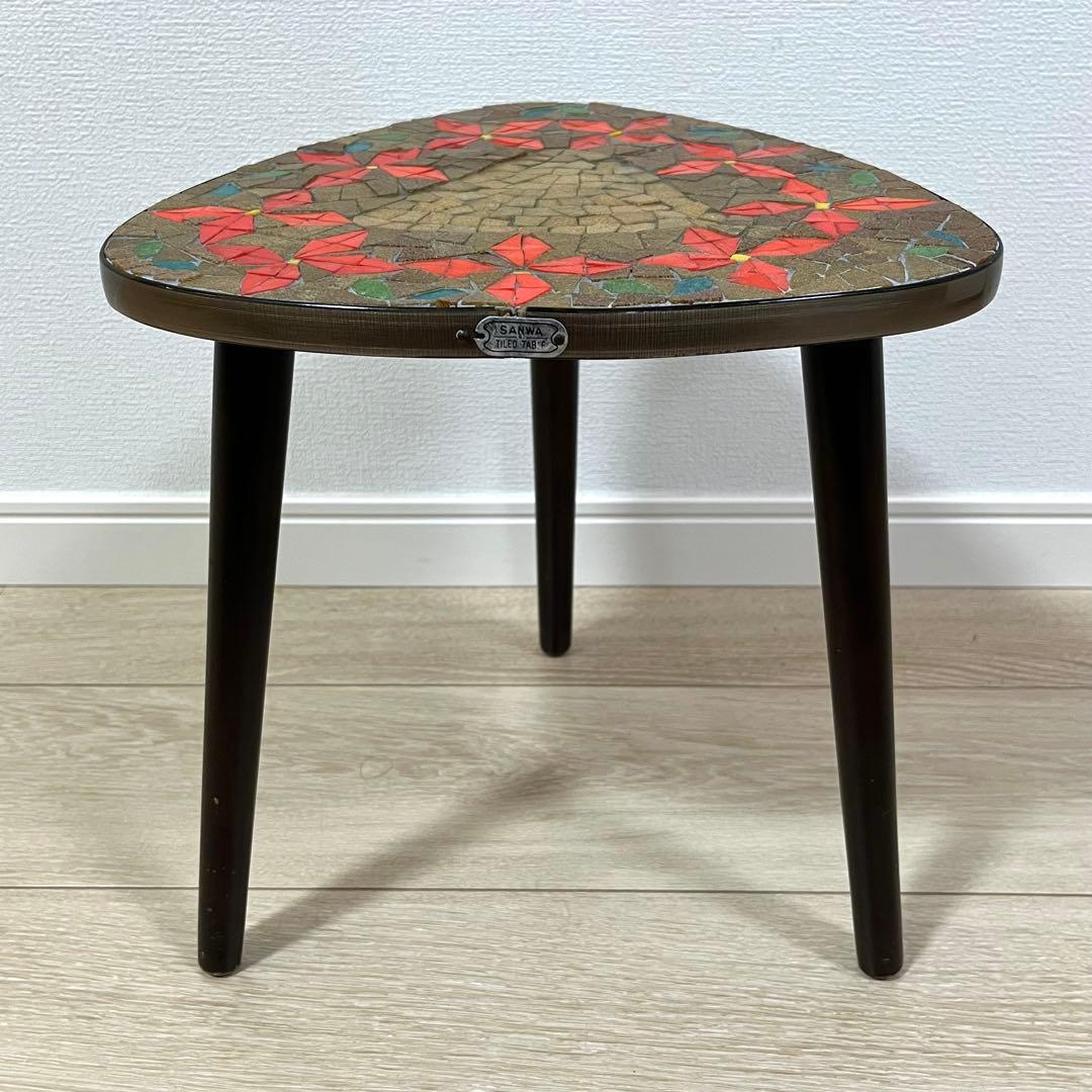 す16【ビンテージ】レトロデザインがかわいいタイルテーブル Japan