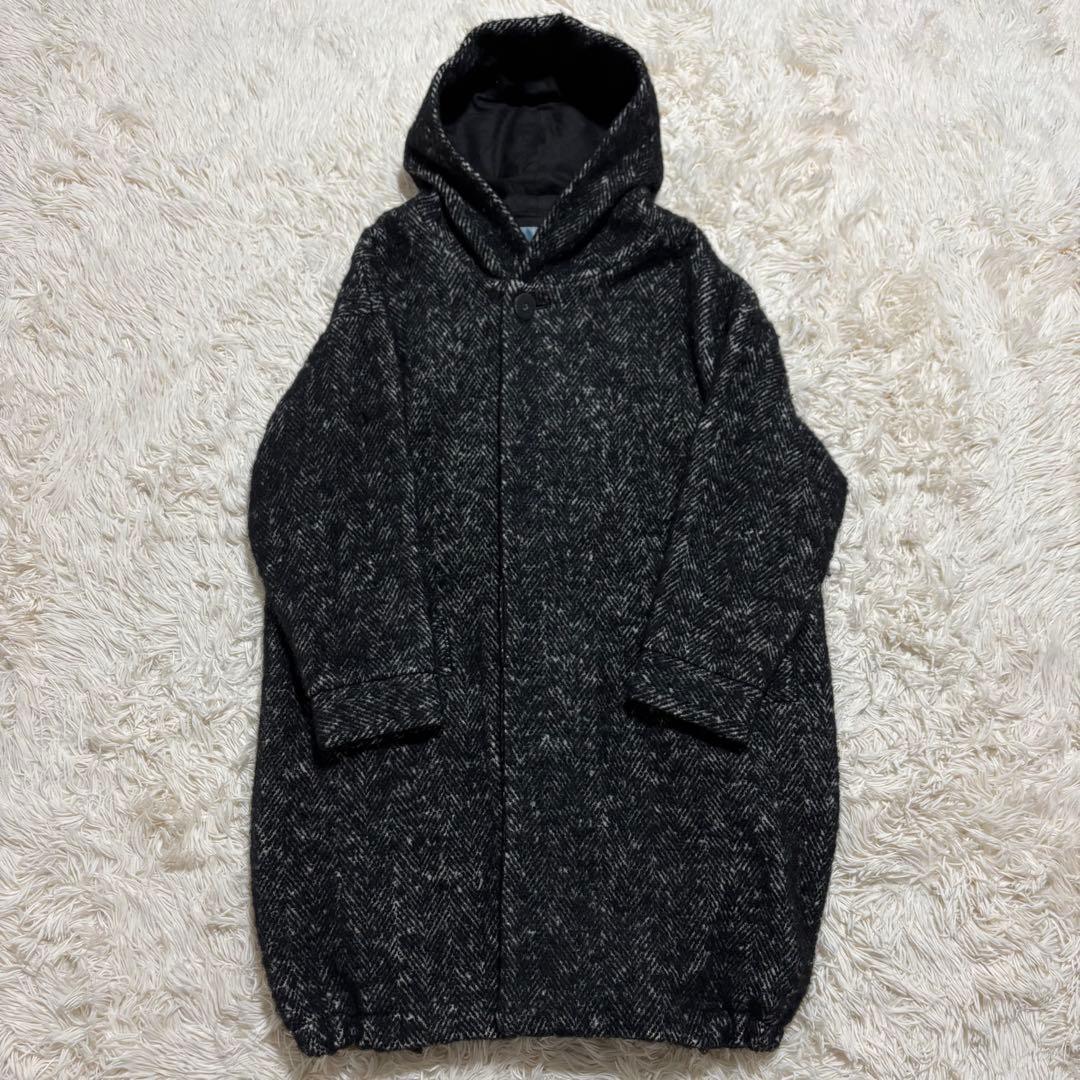 美品★ドゥルカマラ ヘリンボーン フード コート ドロップショルダー サイズ0
