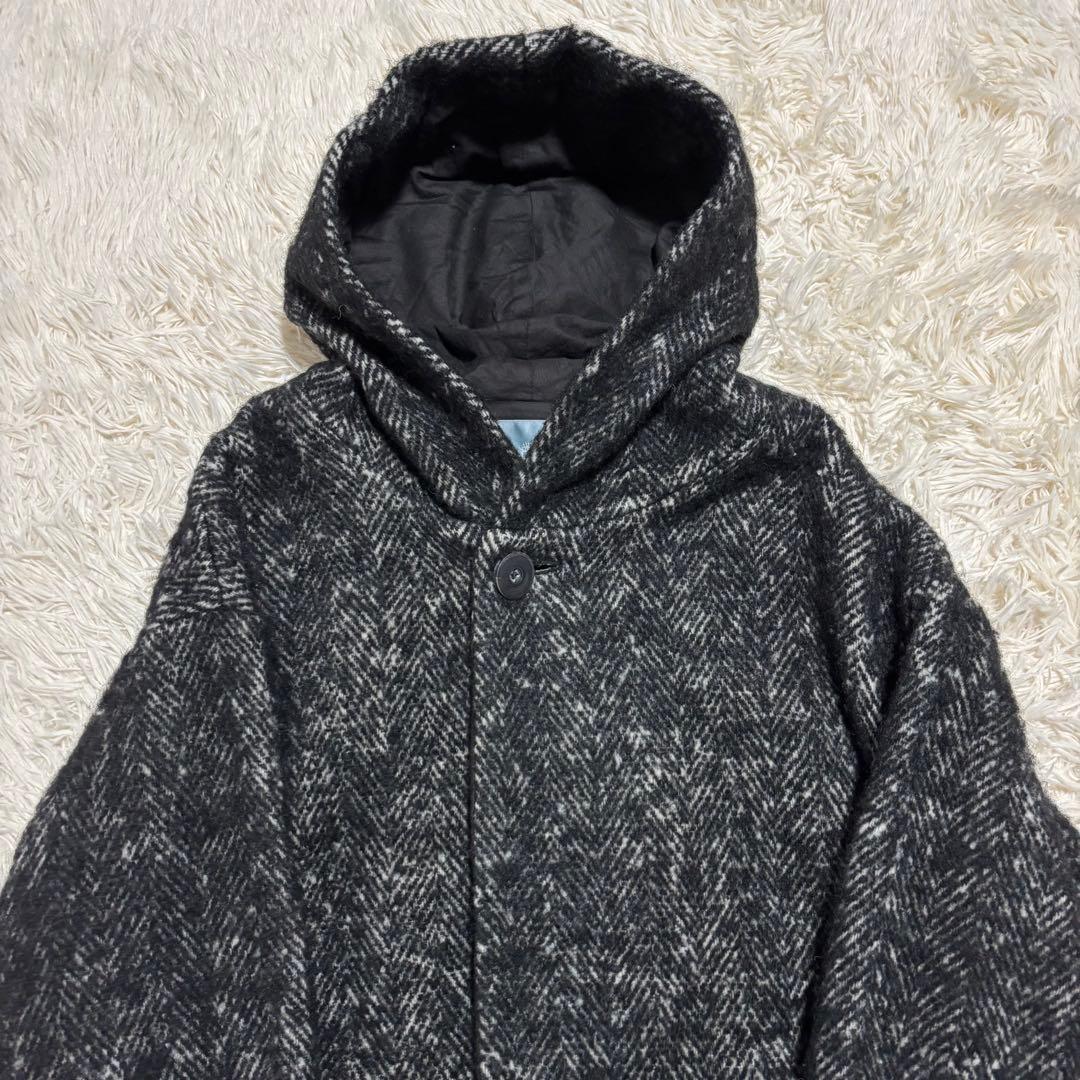 美品★ドゥルカマラ ヘリンボーン フード コート ドロップショルダー サイズ0
