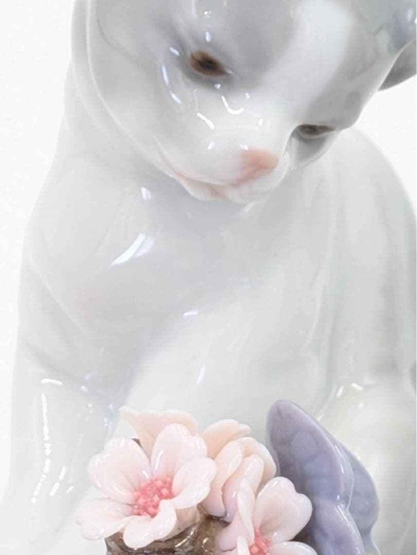 リヤドロ LLADRO 猫と花 フィギュリン 置物 箱付き