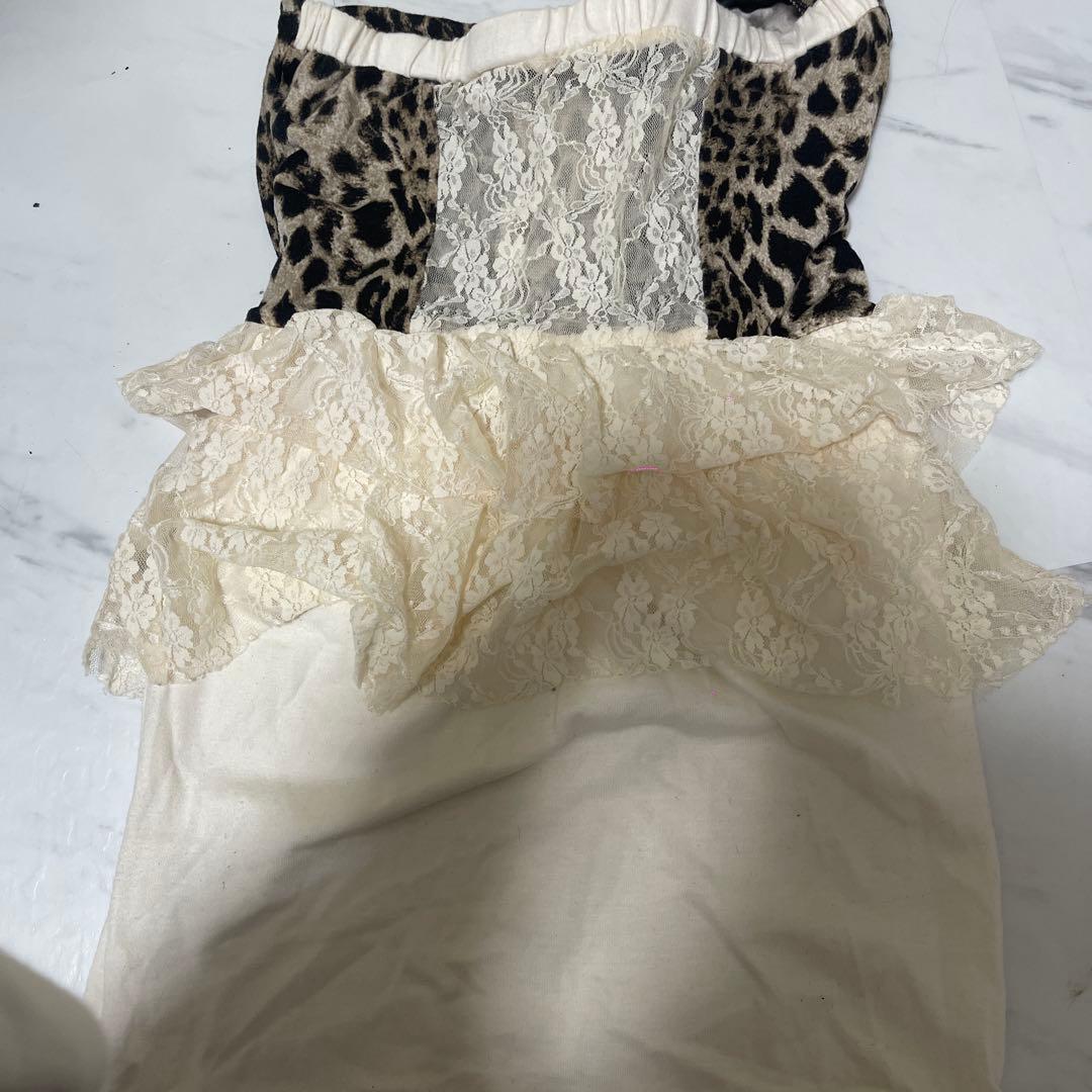 d.i.a. ダイヤ ワンピース ベアトップ 豹柄　レース ギャル ミニワンピ