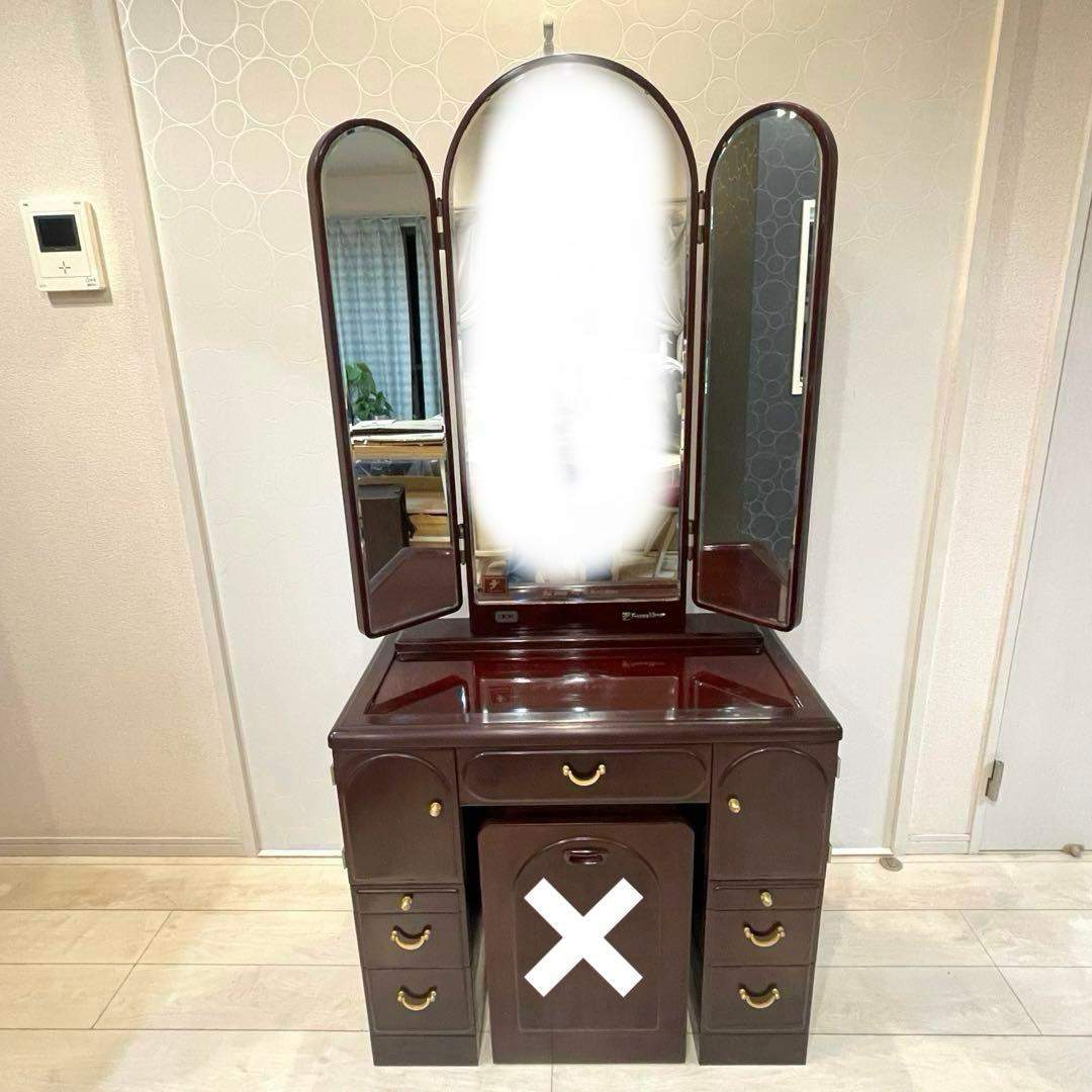 【フランスミラー】三面鏡ドレッサー 化粧台 ドレッサー 鏡台のみ（椅子は別出品）