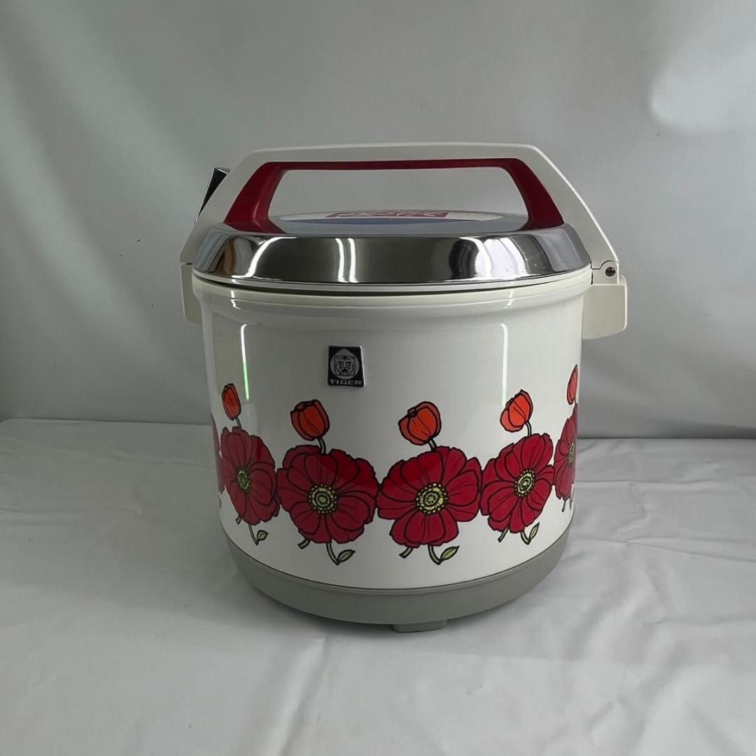 【未使用品】 昭和レトロ タイガー 電子ジャー 花柄 保温ジャー
