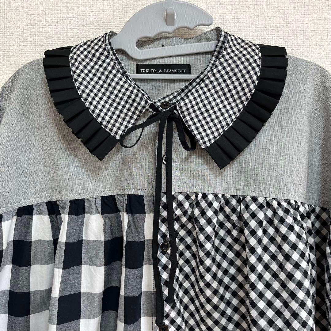 TORI-TO × BEAMS BOY チュニック パッチワーク ブラウス 長袖