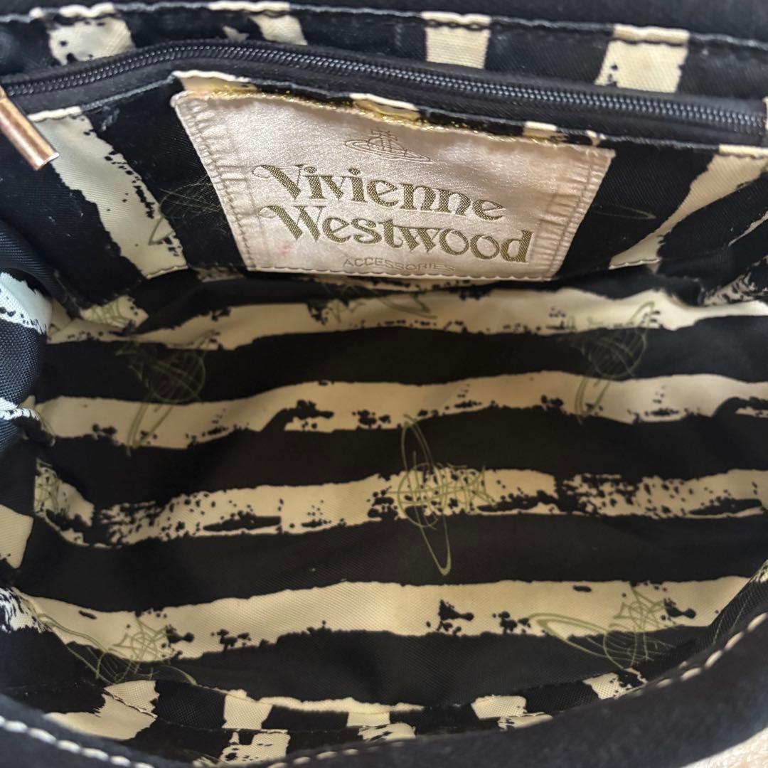Vivienne Westwood デカオーブブラックキャンバスショルダーバッグ