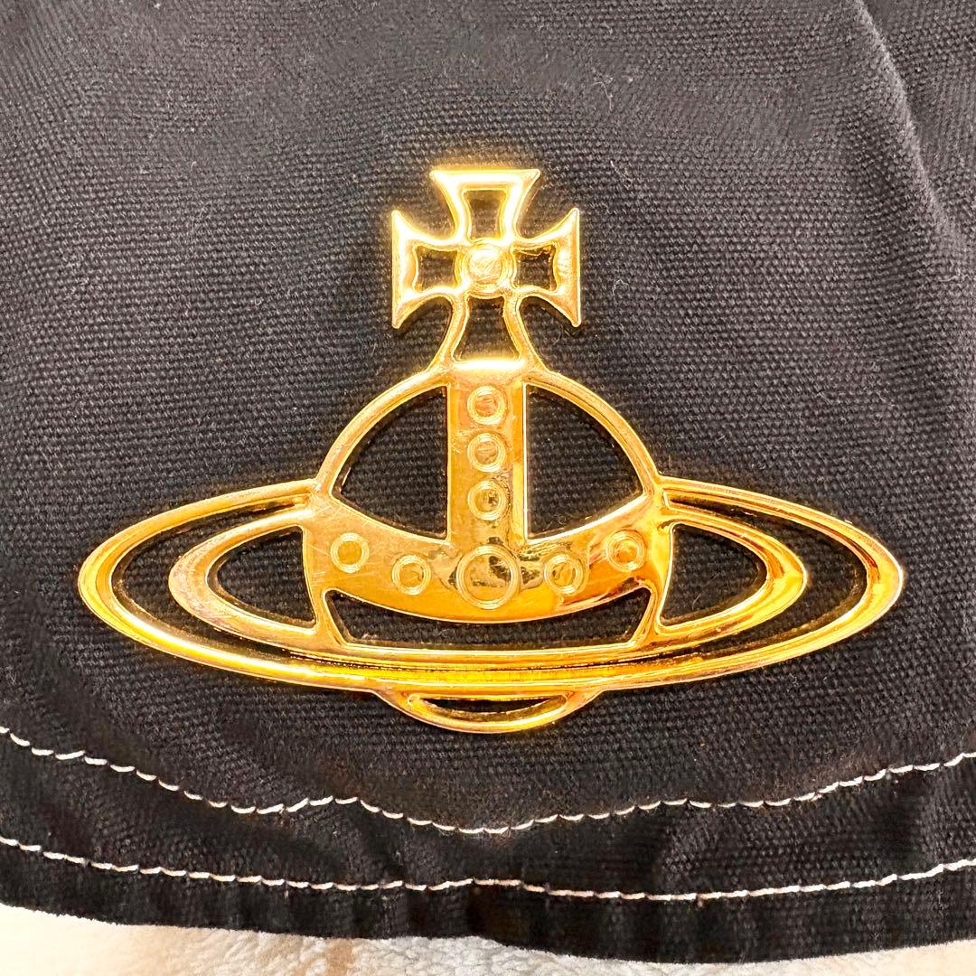 Vivienne Westwood デカオーブブラックキャンバスショルダーバッグ