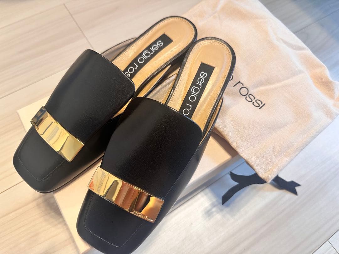 未使用　Sergio Rossi sr1 ブラックミュール 35.5