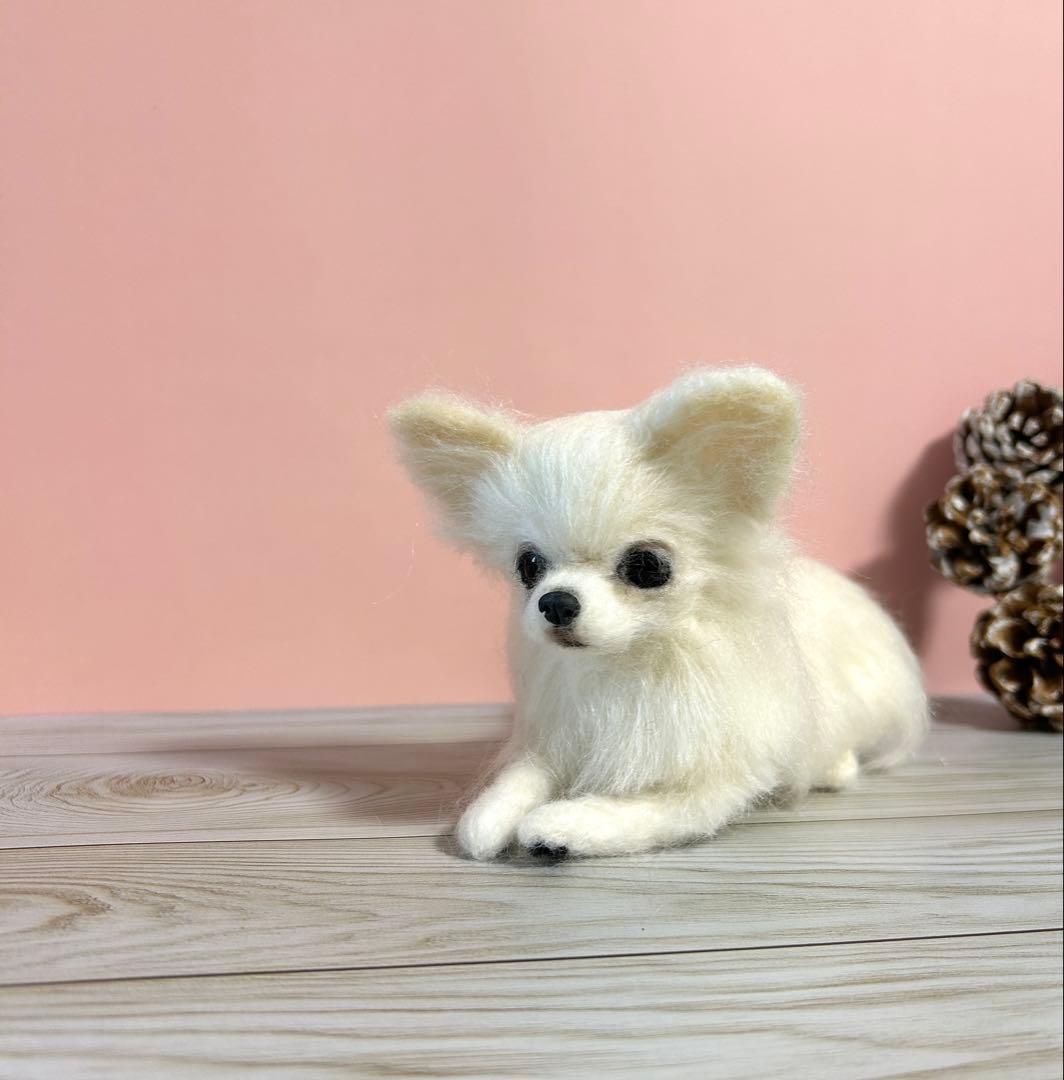 羊毛フェルト　リラックスチワワちゃん　no.17