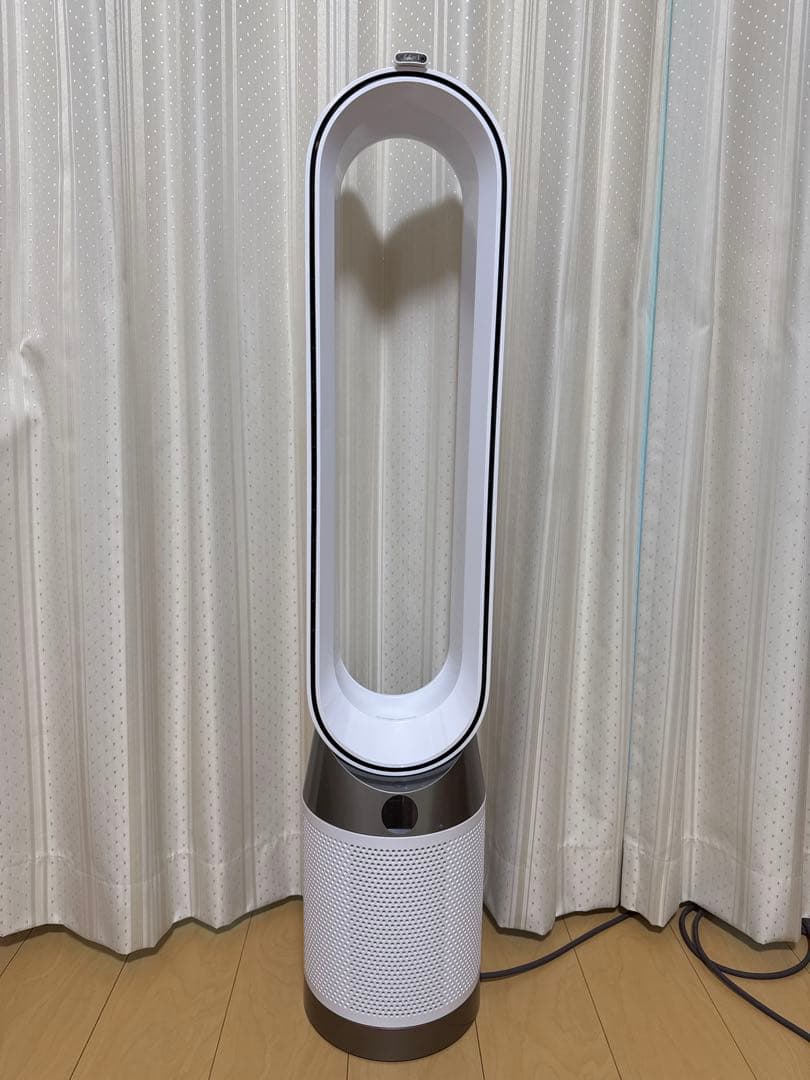 タワー型冷風機 羽根なし ホワイト/シルバー