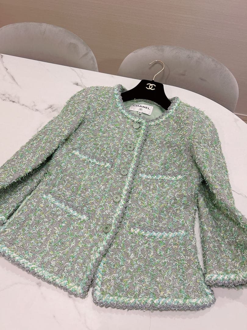 シャネル　CHANEL ジャケット　グリーンツイード