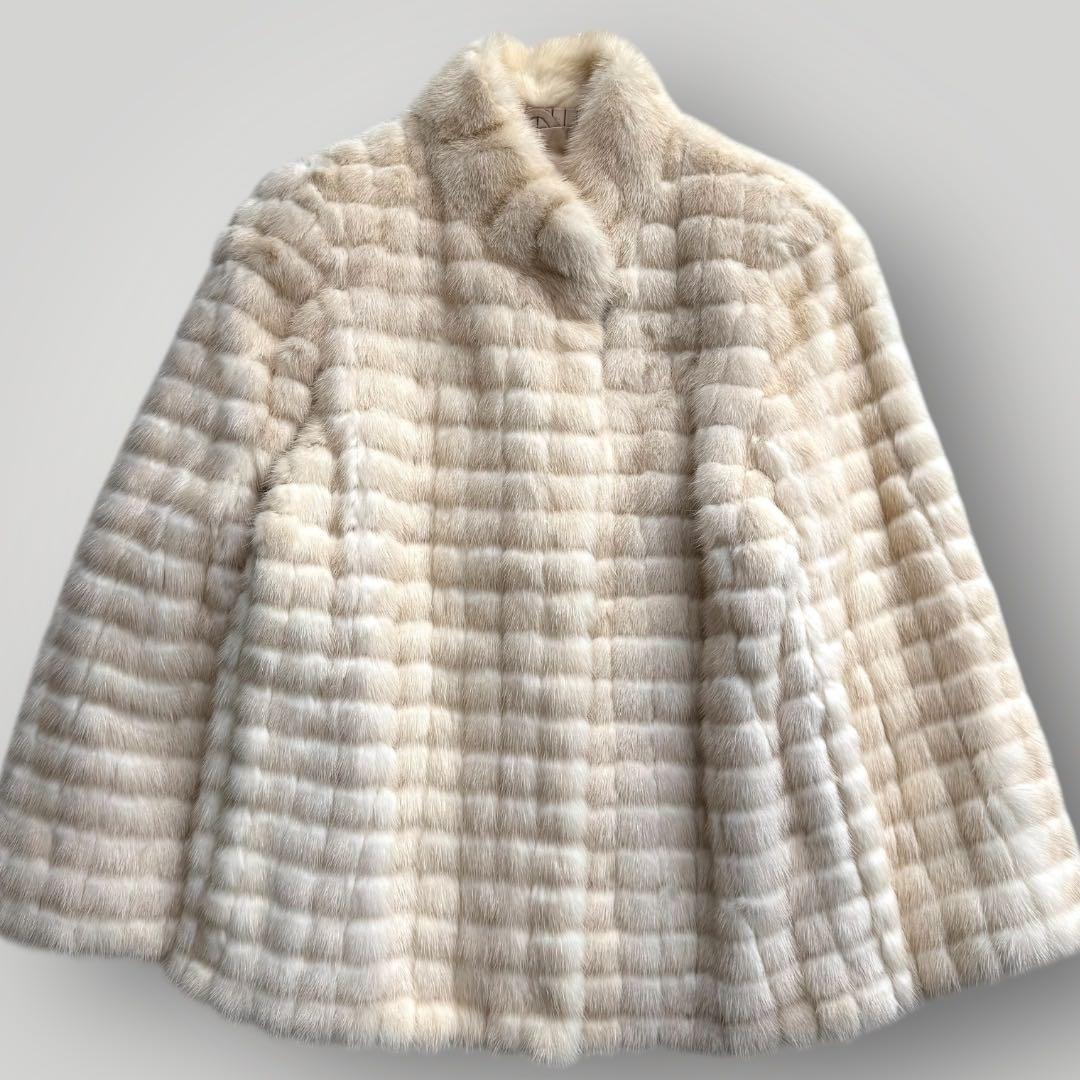 本毛皮☆ホワイトミンク MINK ファーコート SilverBlu 毛艶◎