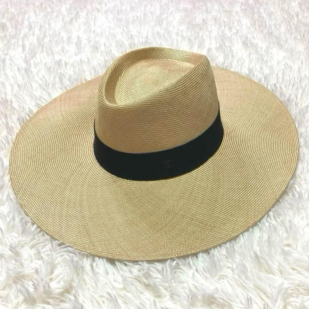 CHANEL シャネル ココマーク付き ストローハット ロングブリム