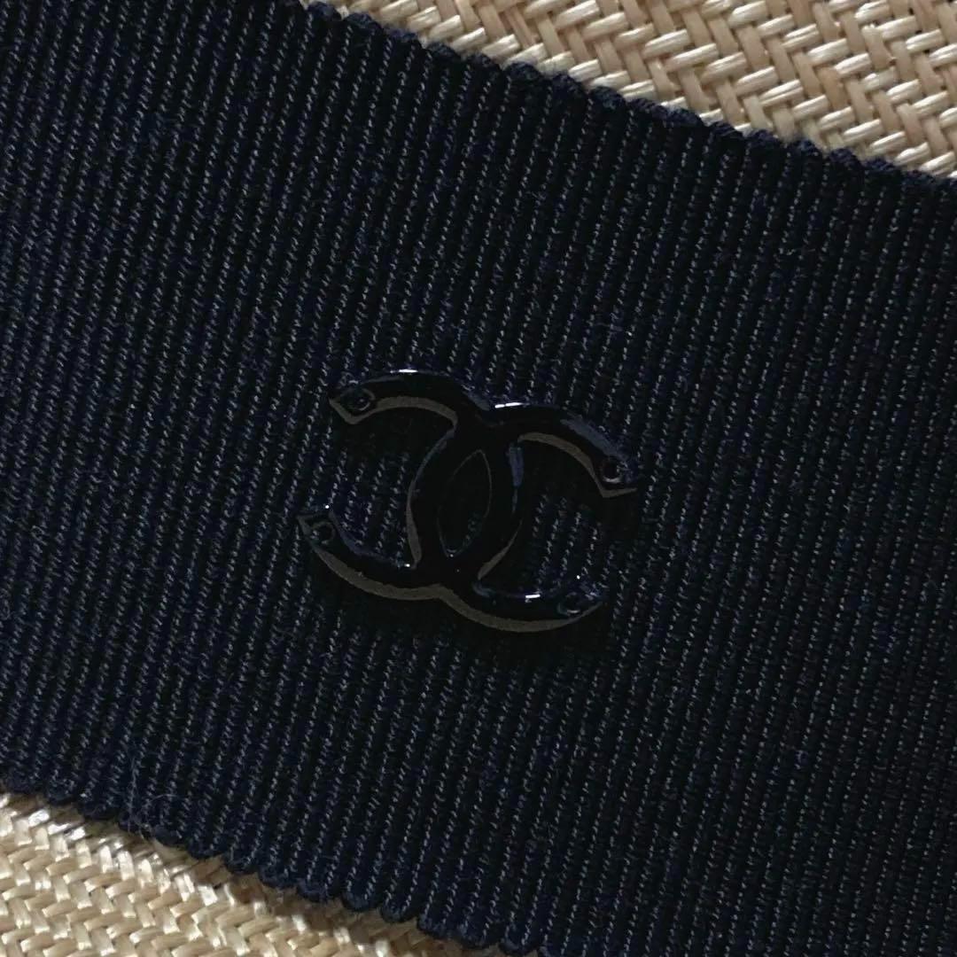 CHANEL シャネル ココマーク付き ストローハット ロングブリム