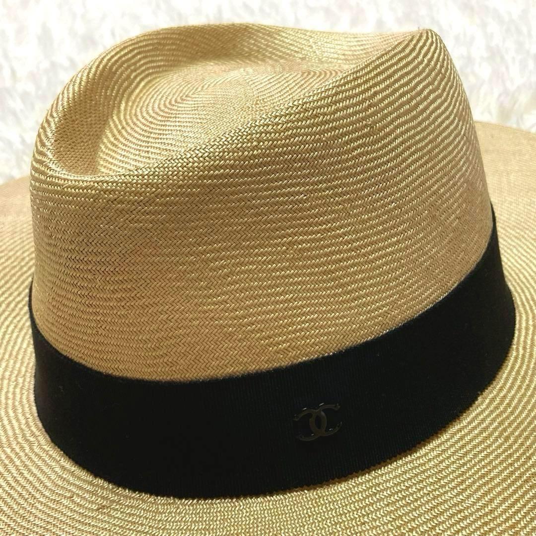 CHANEL シャネル ココマーク付き ストローハット ロングブリム
