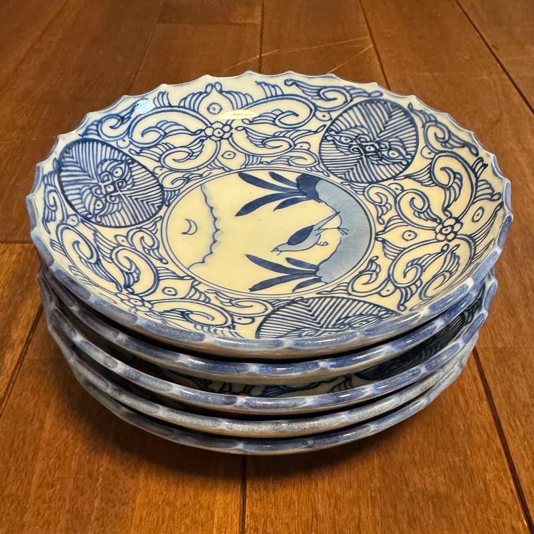 古伊万里　染付　太明年製　円皿　5枚セット