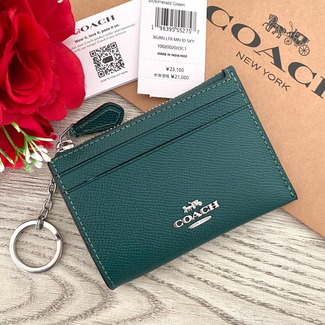 《新品》COACH コーチ　ケース　グリーン　レザー ケース