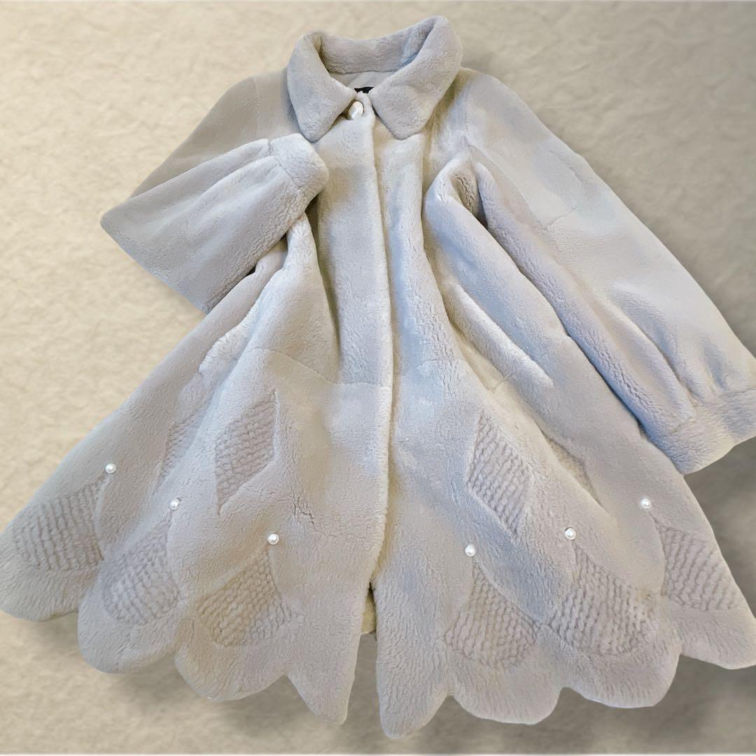 シェアードウィーゼル グルービング パール装飾 裾スカラップ グレー系　F