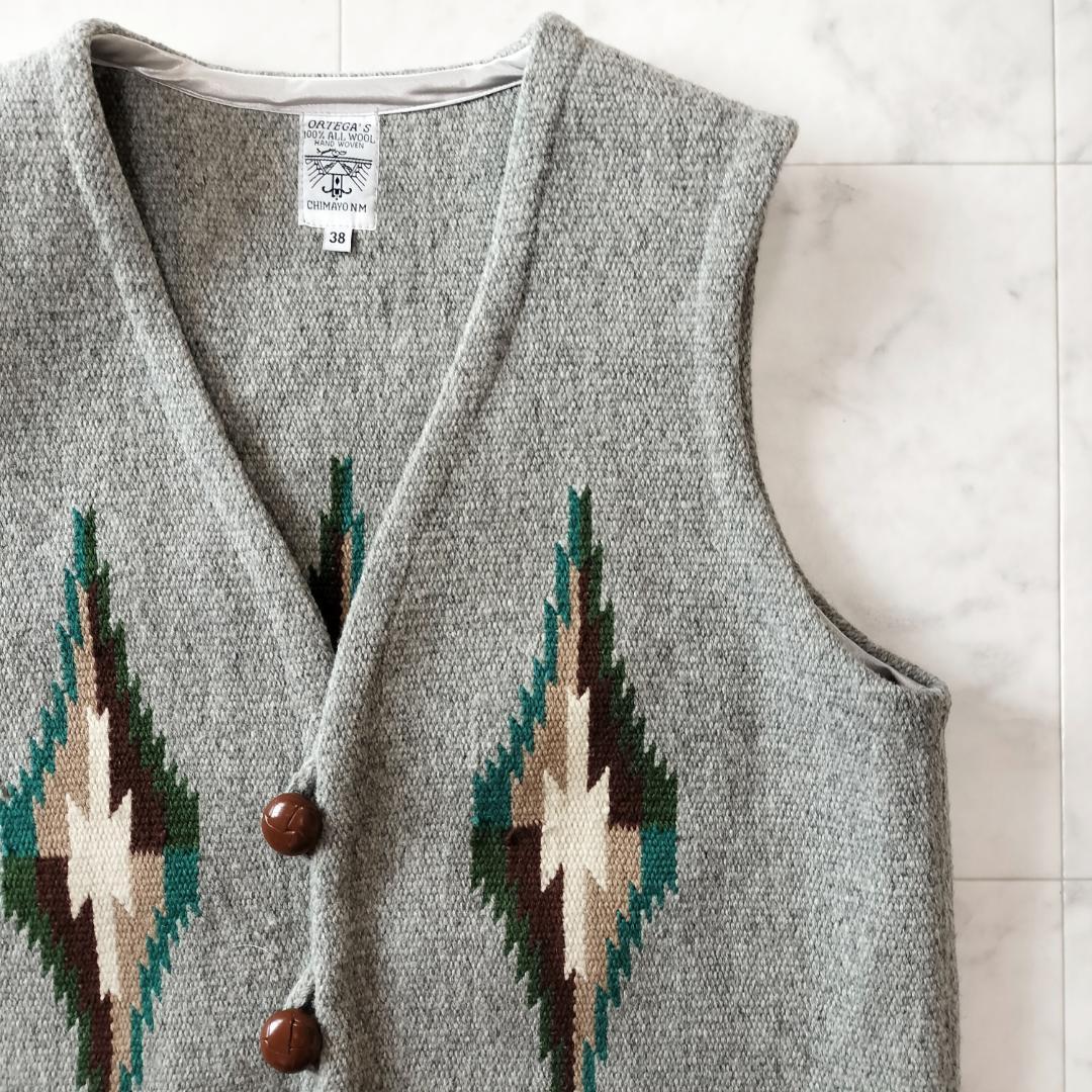 美品 オルテガ 人気カラーグレー 38 スクエアフロントチマヨベスト ポケット