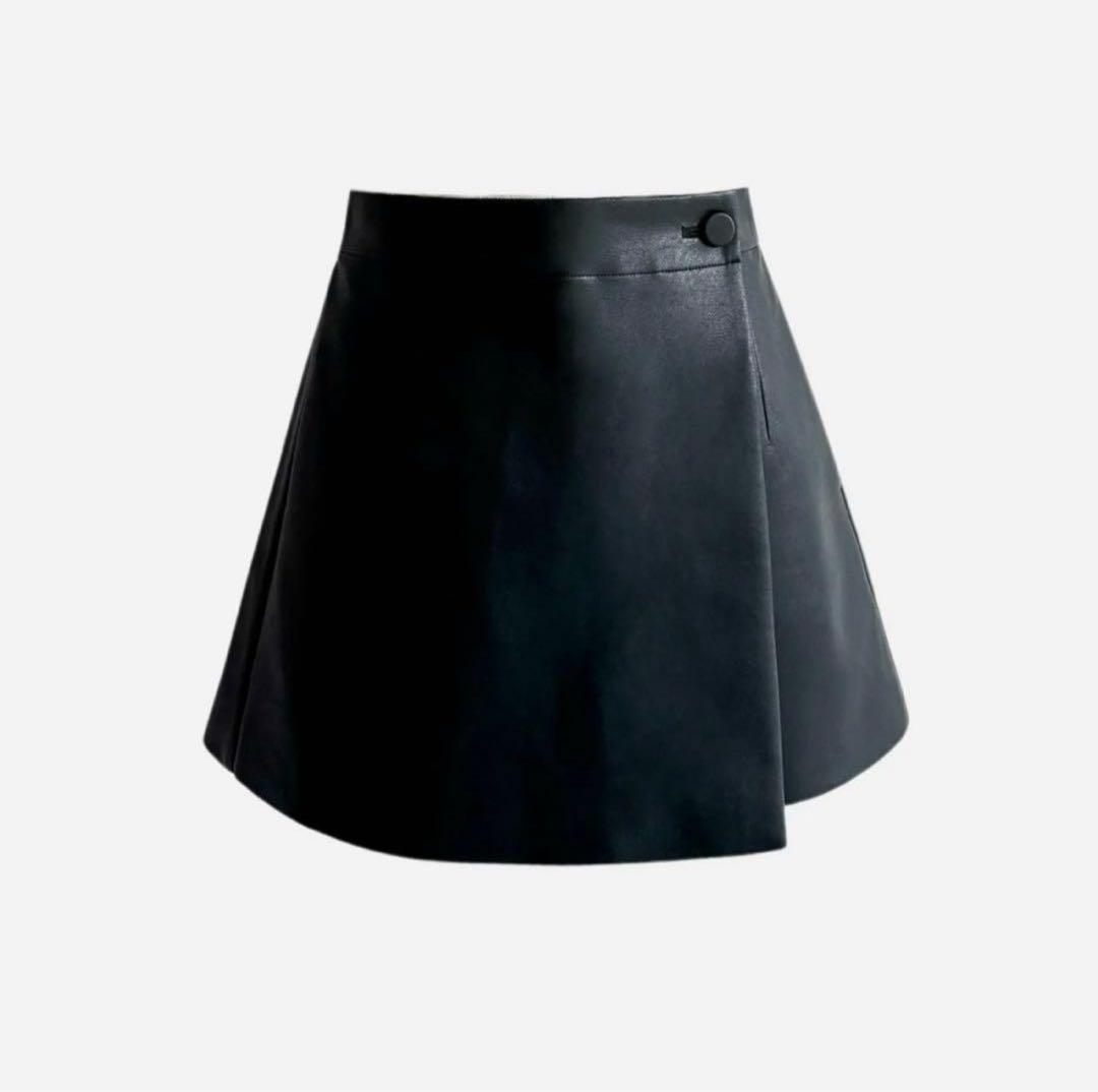 お値下げ！シェリエsheller レザー スカート ラップ キュロット wrap