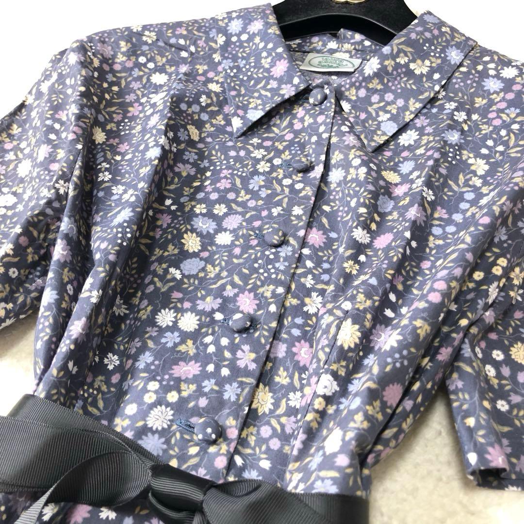 未使用級　ローラアシュレイ　ロングワンピース　シャツ　花柄✨　レトロ風✨
