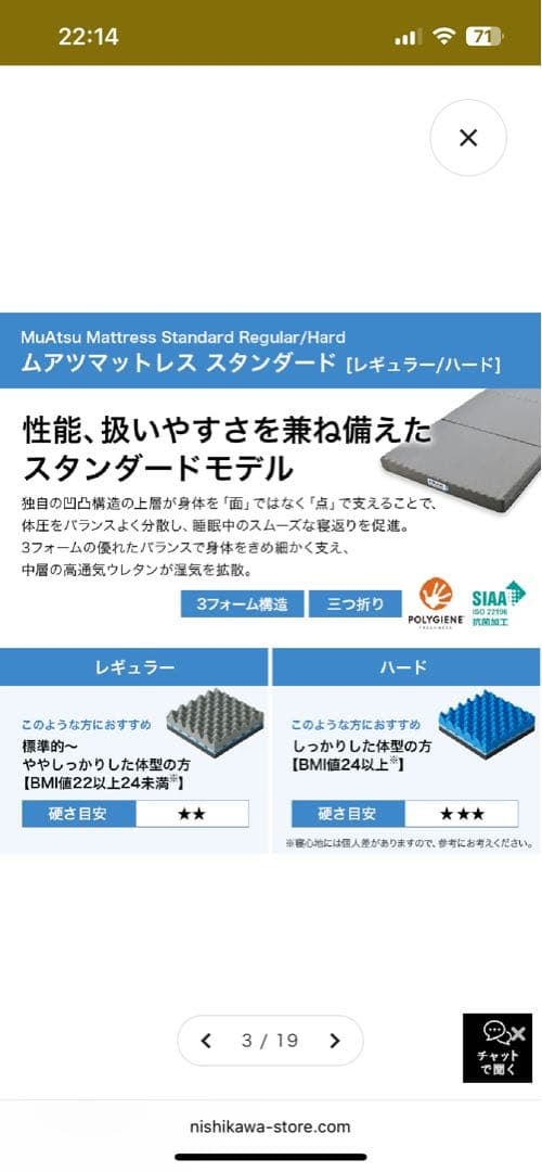 昭和西川　ムアツ布団　マットレス（ダブル）