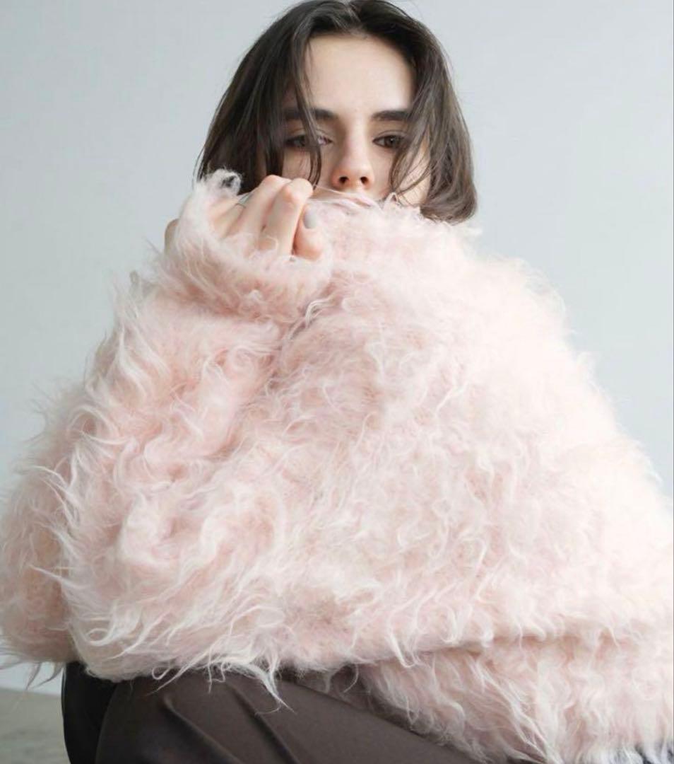 CLANE シャギーショートニットカーディガン ピンク