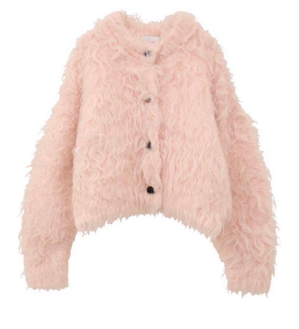 CLANE シャギーショートニットカーディガン ピンク