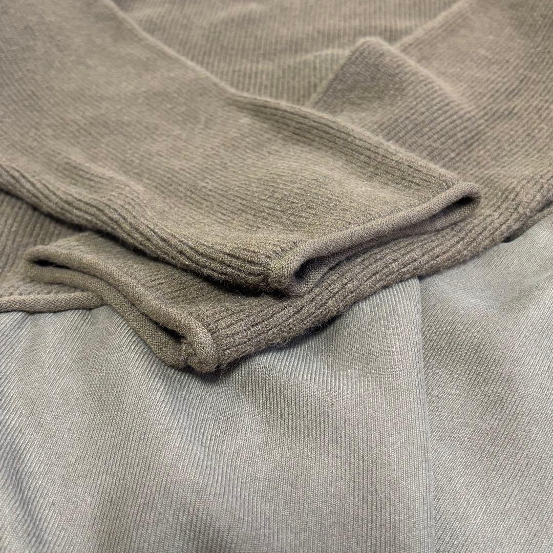 PLUS OTO.HA ボートネック ニット切替ワンピ カーキ F 新品