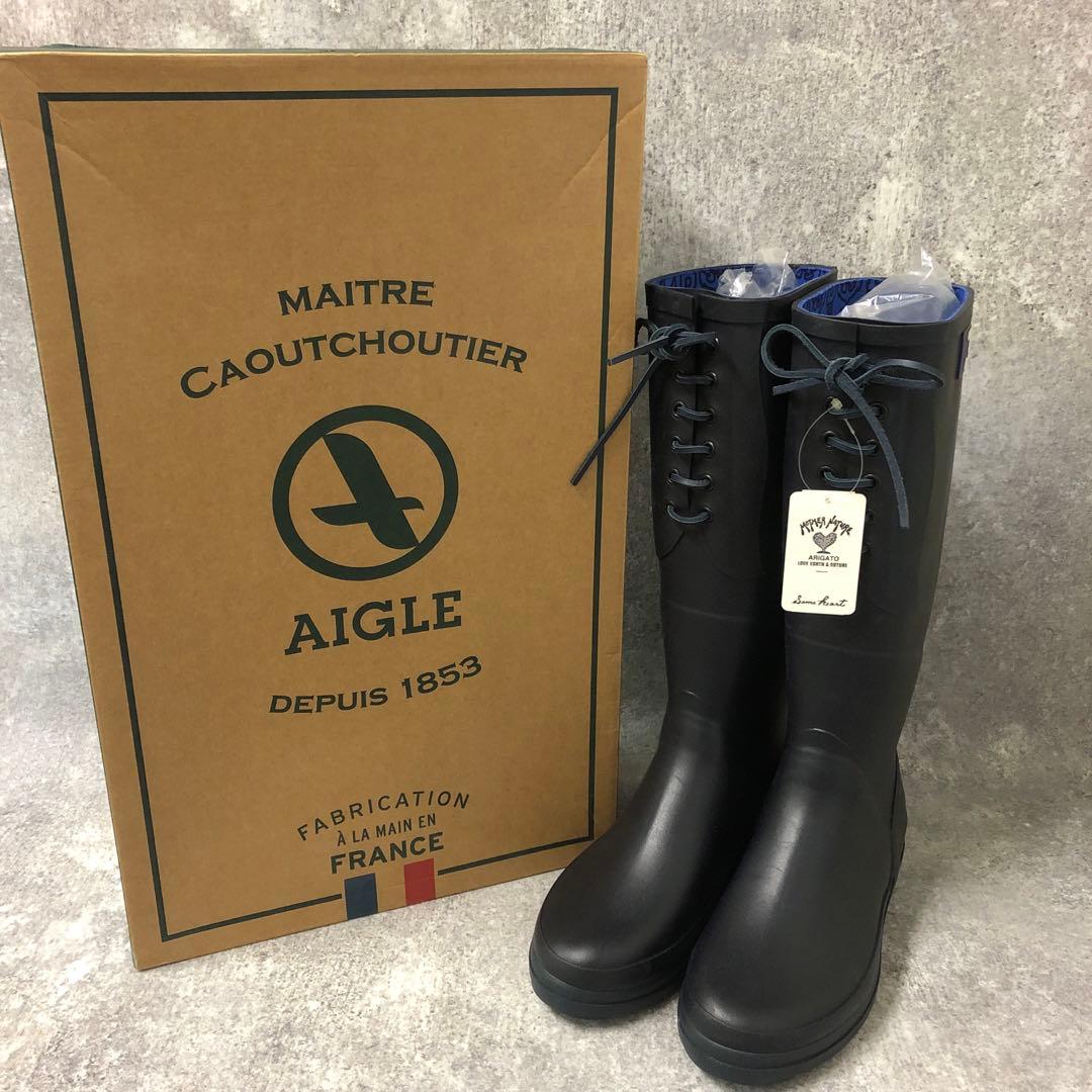 フォロー割■AIGLE BLUEBLUレインブーツ ネイビー ハリランH.R.M