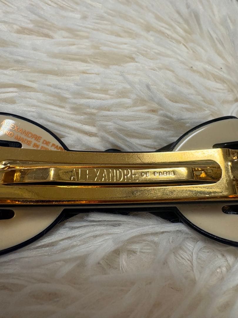 【新品】 LISERAI リボンヘアアクセサリー 8cm ベージュ×ブラック