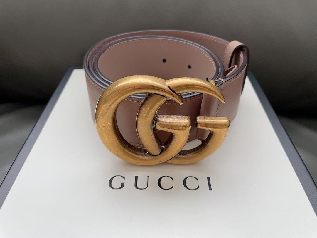 美品 GUCCI グッチGGロゴ ワイドベルト ブラウン 保存袋付き