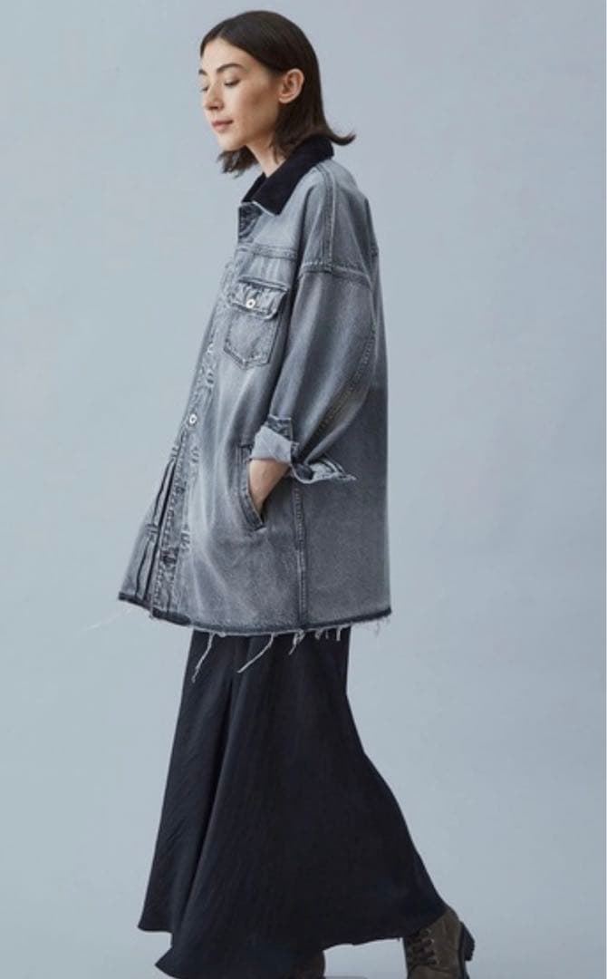 美品　アッパーハイツ ルーズデニムジャケット　Gジャン　グレー　ブラック　別注