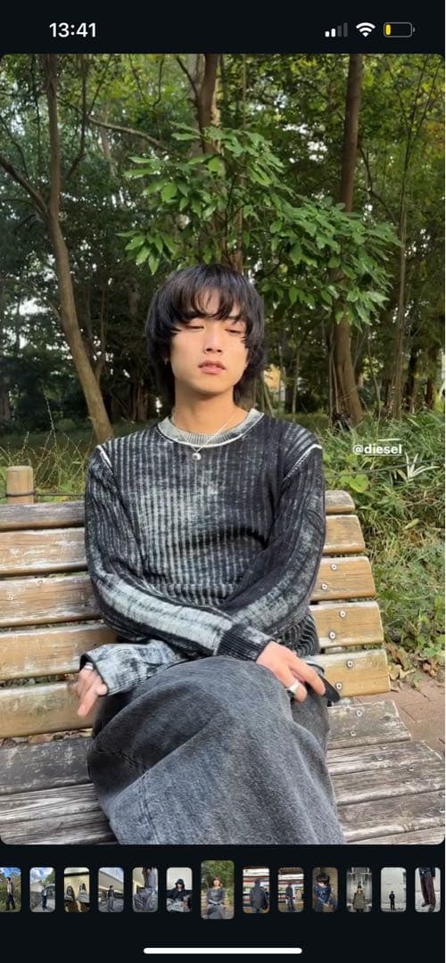 深水光太着用 DIESEL リブ編みクルーネックセーター