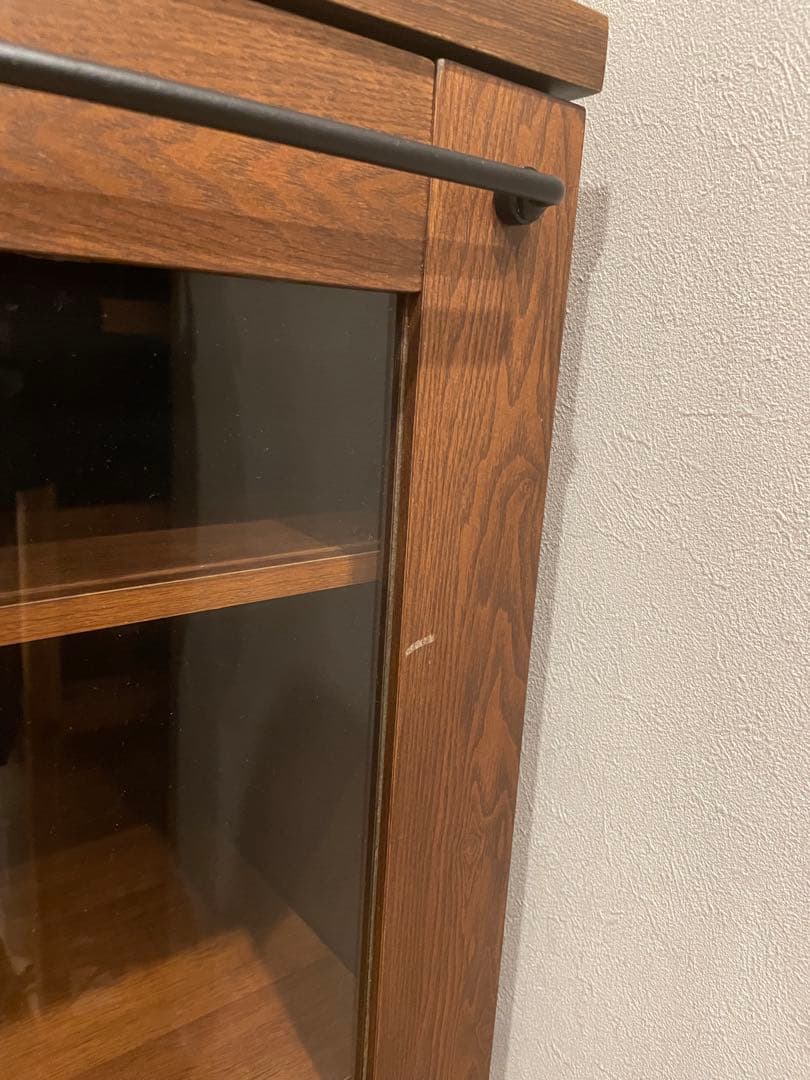 LOWYA コンセント付 食器棚 レンジ台 ブラウン