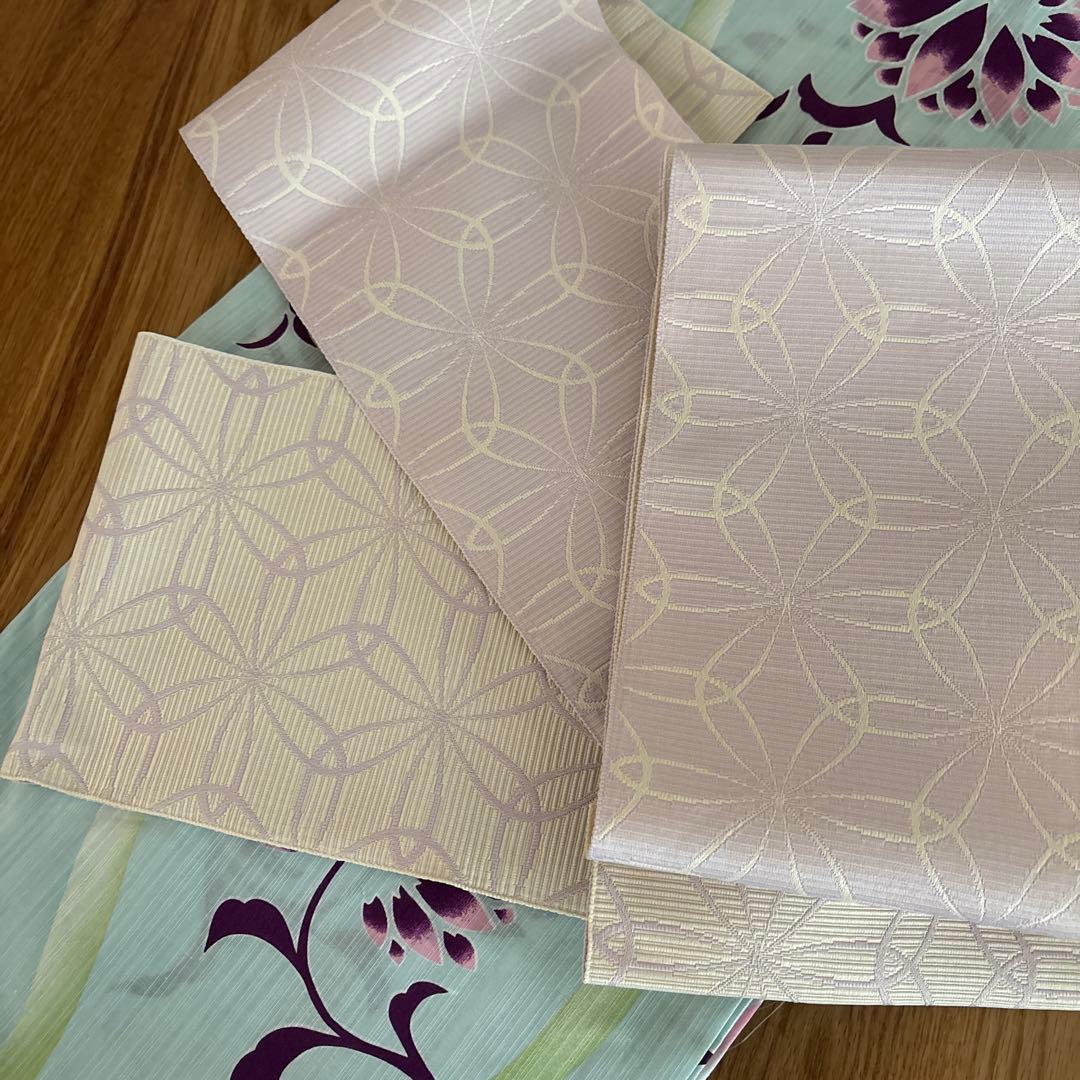 浴衣☆新品未使用☆花柄☆麻綿☆水色☆浴衣セット