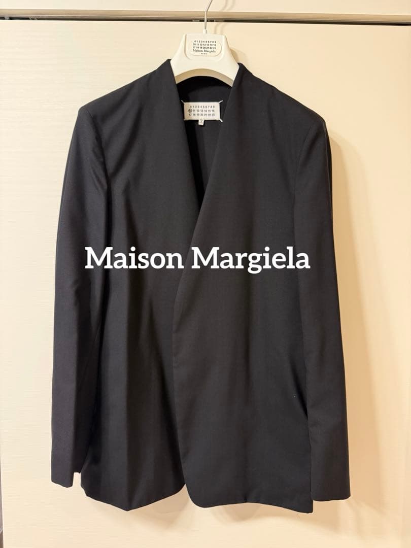 【美品】Maison Margiela ノーカラージャケット 44 ブラック