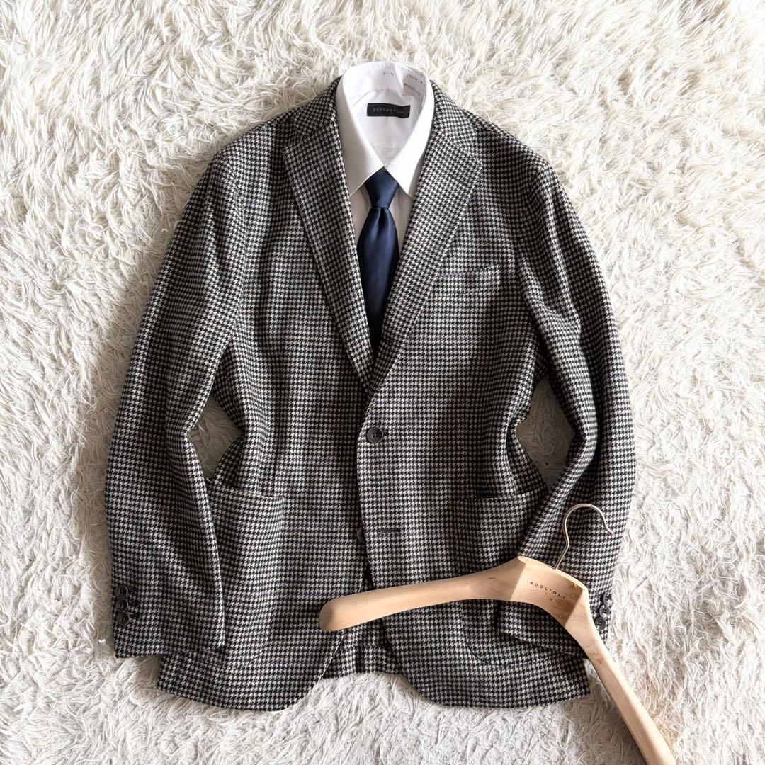 <美品>BOGLIOLI dover モノトーン カシミヤ ウールジャケット46