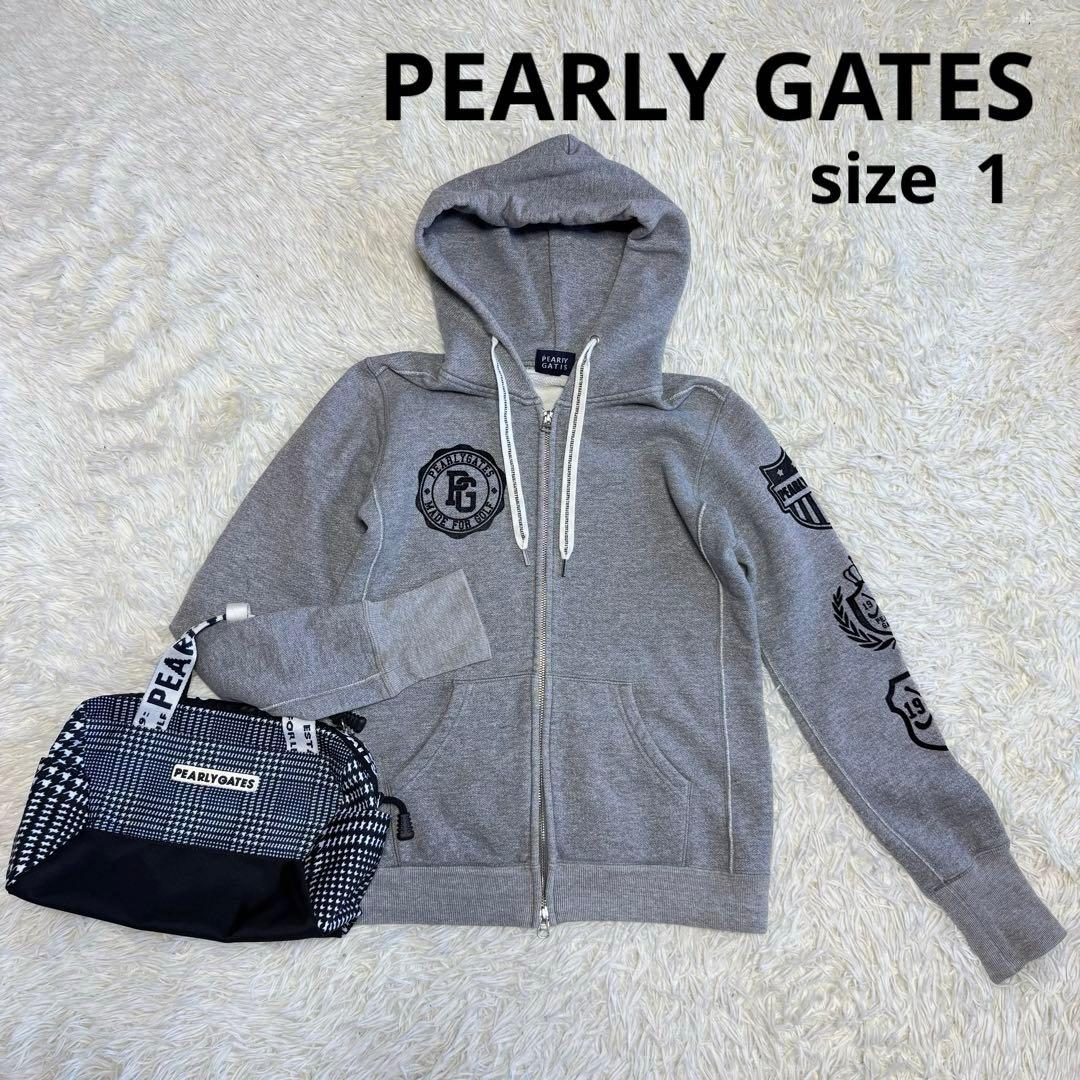 【パーリーゲイツ】美品 ジップパーカー グレー 1サイズ レディース