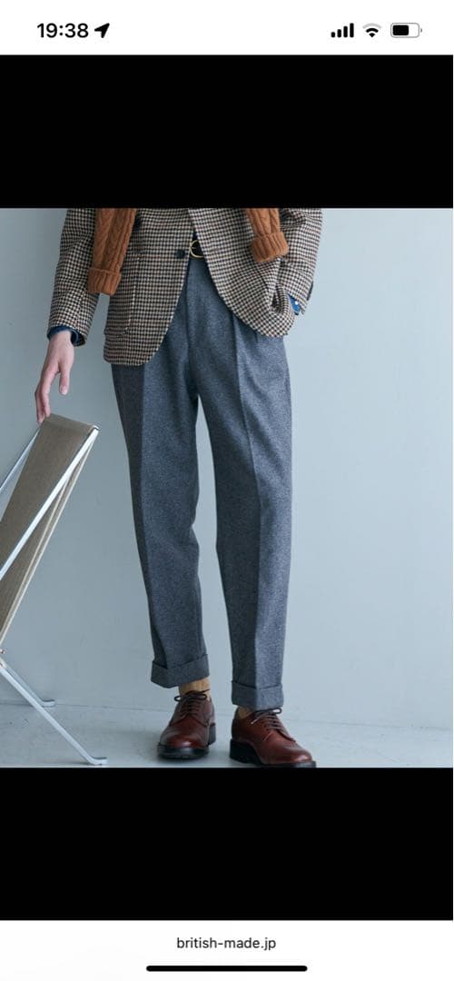 ブリティッシュメイド　オフィサーパンツ　Sプリーツ入りスラックス　フランネル