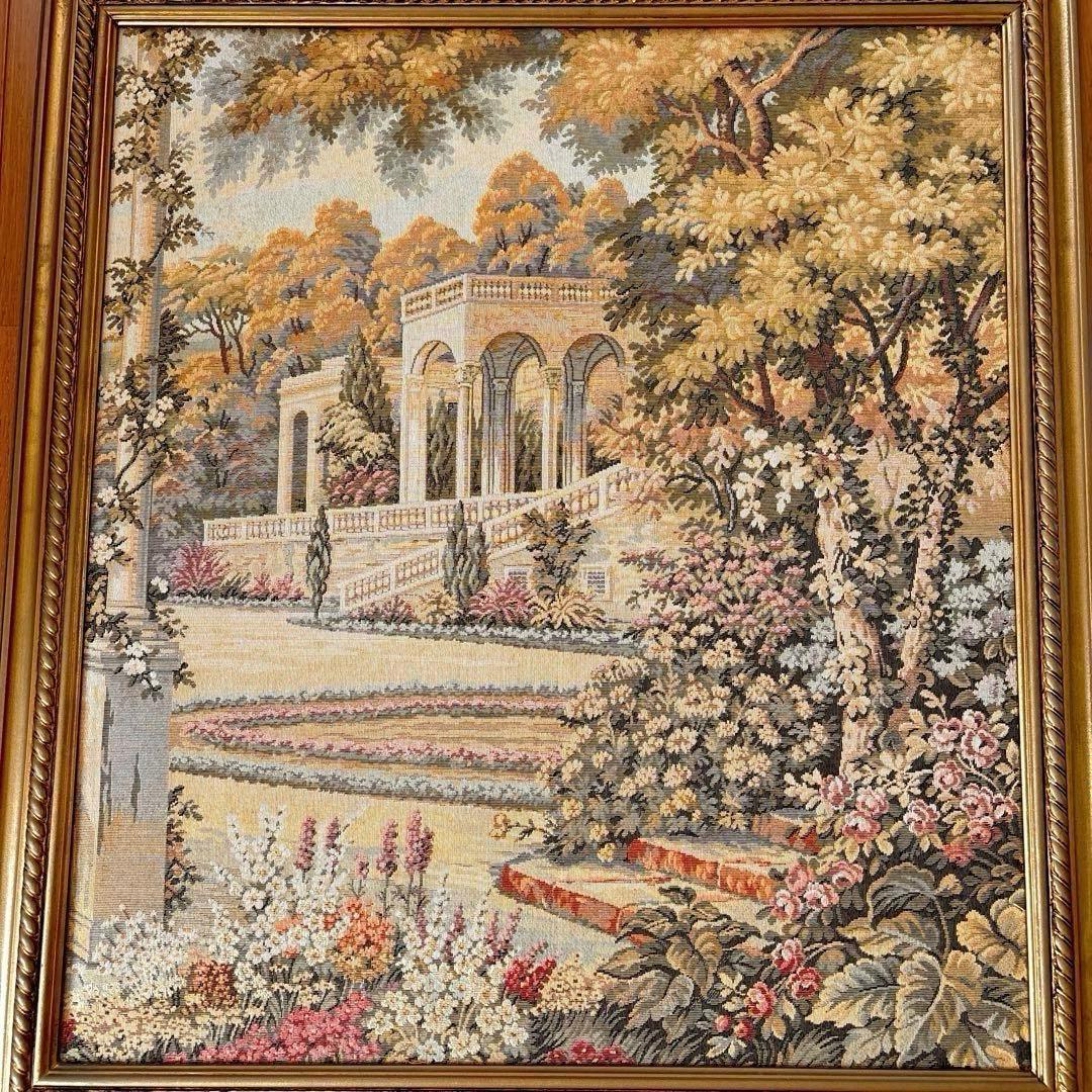 M様ご購入　イタリア製ゴブラン織 ロココ調 風景画、モネ複製画 花瓶の花