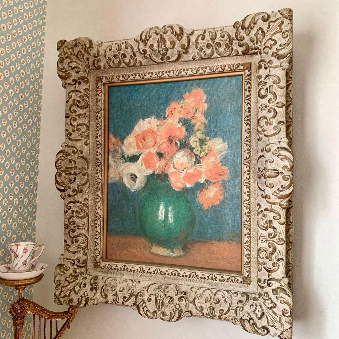 M様ご購入　イタリア製ゴブラン織 ロココ調 風景画、モネ複製画 花瓶の花