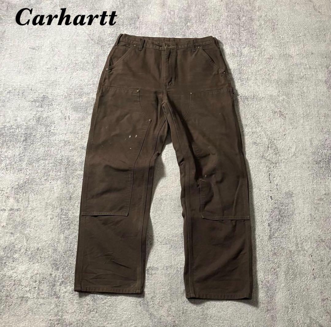 00sCarhartt34×32ダブルニーB136ブラウンカーハートダック
