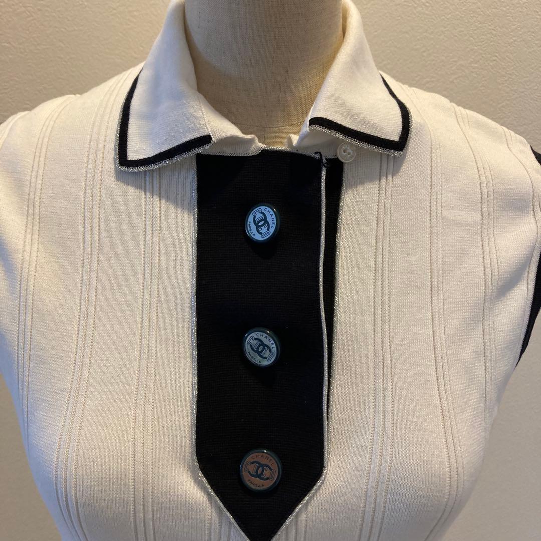 未使用ノースリーブ ホワイト ポロシャツ
